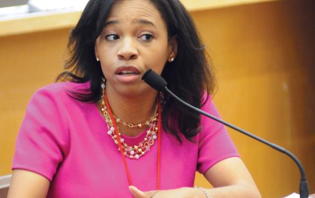 Tahesha Way ’93 at the Commencement forum 
